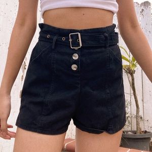 black shorts with belt